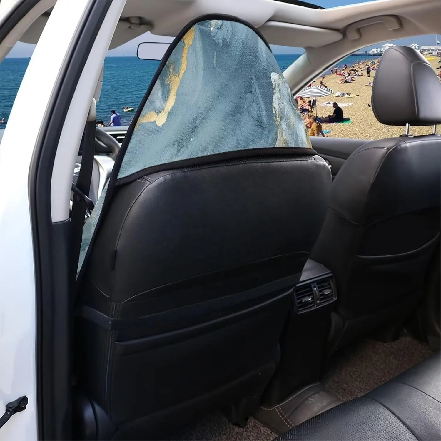 Blue Marble Print Waterproof Sweating Car Seat Cover for Post Gym Workout Universal Front Seat Cover Easy to Install Universal Size Fit for Most Cars SUVs Trucks Vans