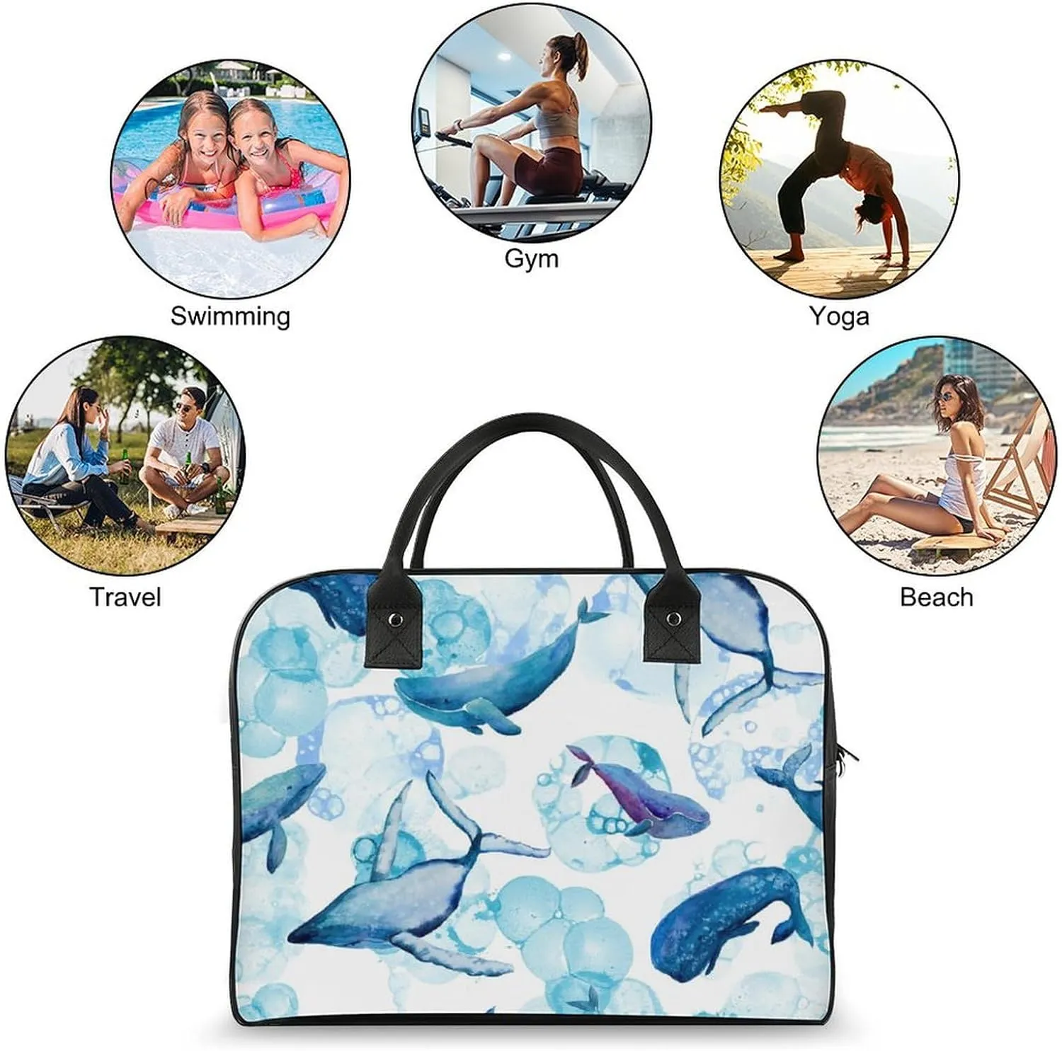 Blue Quaker Parrots Fashionable Large Capacity Travel Handbag Unisex