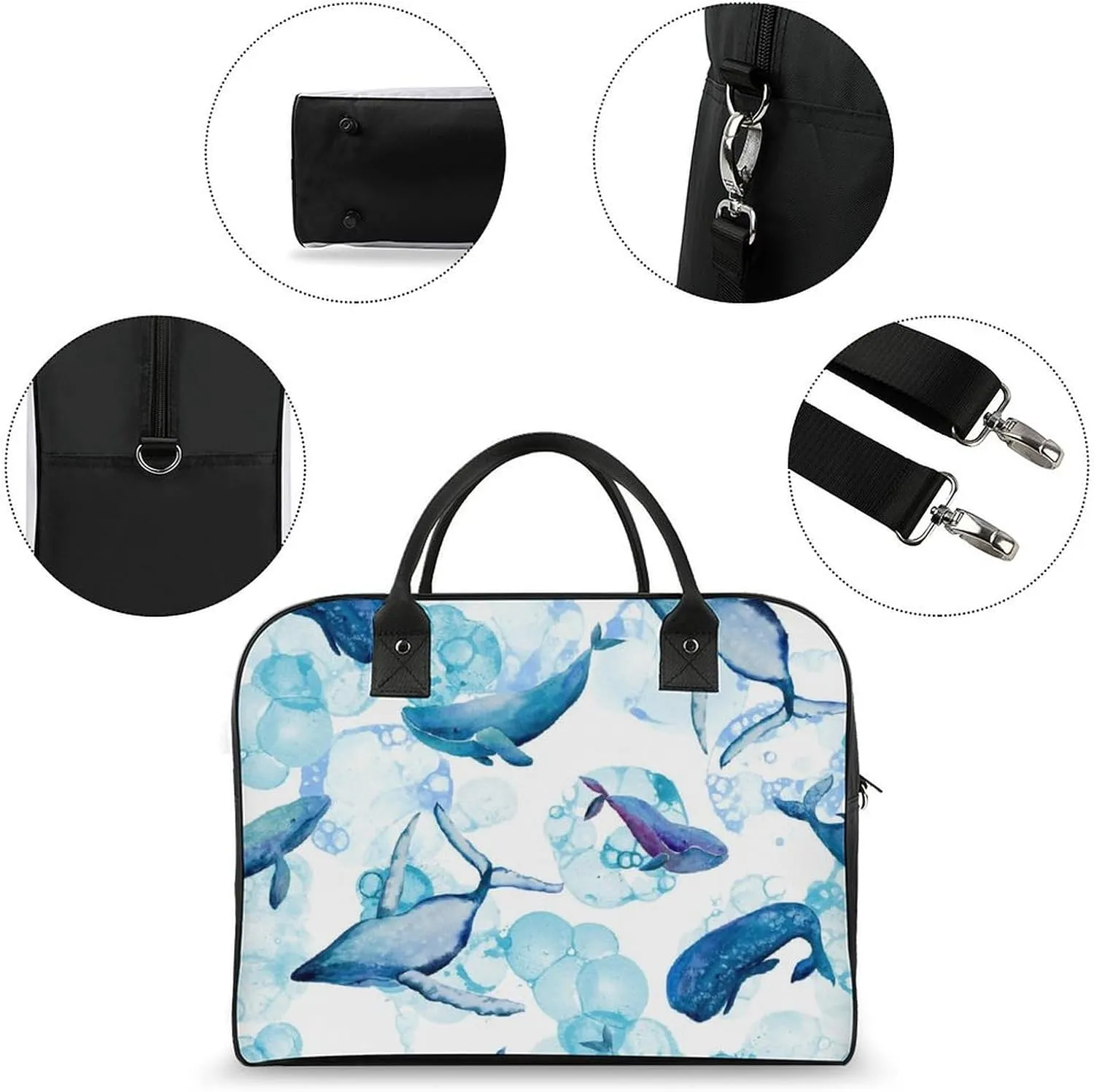 Blue Quaker Parrots Fashionable Large Capacity Travel Handbag Unisex
