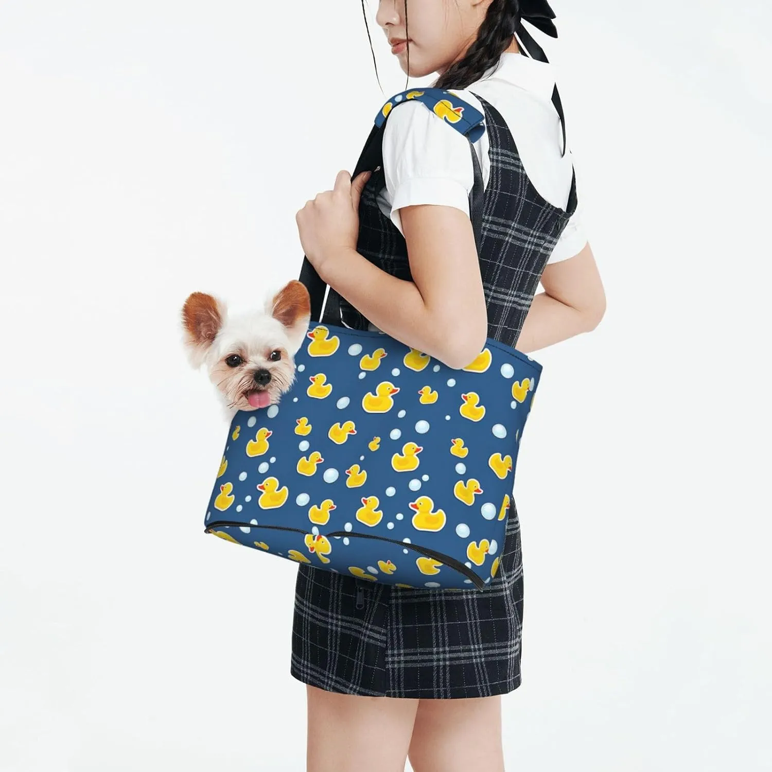 Blue Yellow Duck Pet Carrier for Small Dogs Cats Portable Soft-Sided Pet Carrier Purse Foldable Small Dog Tote Bag for Travel Shopping