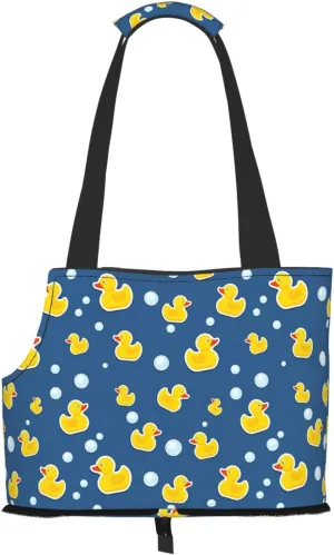 Blue Yellow Duck Pet Carrier for Small Dogs Cats Portable Soft-Sided Pet Carrier Purse Foldable Small Dog Tote Bag for Travel Shopping