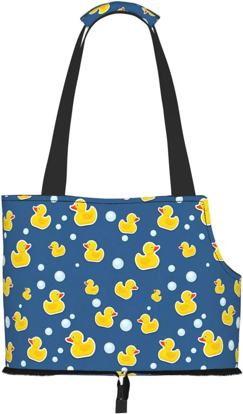 Blue Yellow Duck Pet Carrier for Small Dogs Cats Portable Soft-Sided Pet Carrier Purse Foldable Small Dog Tote Bag for Travel Shopping