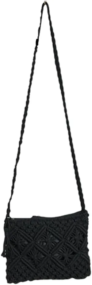 Boho Straw Shoulder Bag Handwoven Wicker Beach Purse for Women Crossbody Handbag