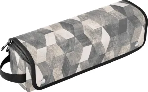 Boho Style Grey Cement Tile Hair Tools Travel Bag with Heat Resistant Mat, Travel Carrying Case for Curling Iron, Straightener, Portable Organizer Cosmetic Bag
