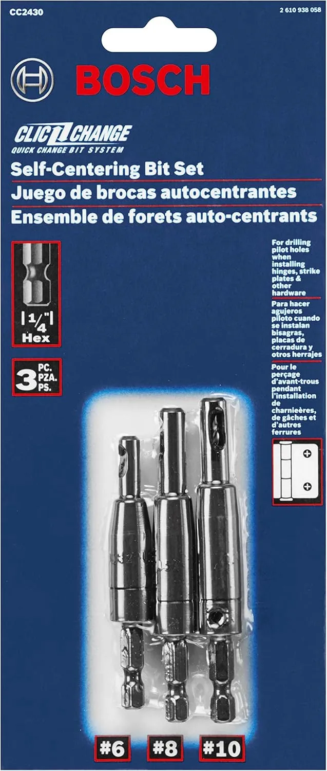 Bosch CC2430 Clic-Change 1/4 in. Self-Centering Drill Bit Assortment (3-Piece)