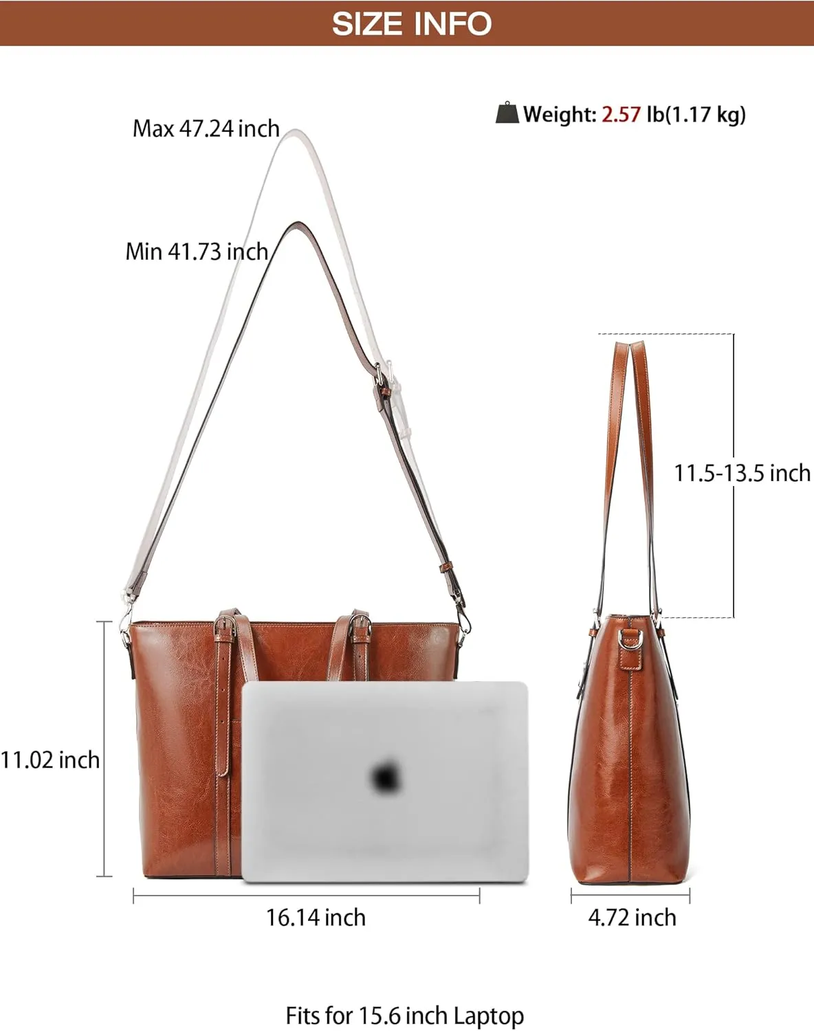 BOSTANTEN Womens Leather Laptop Tote Office Shoulder Handbag Vintage Briefcase 15.6 inch Computer Work Purse