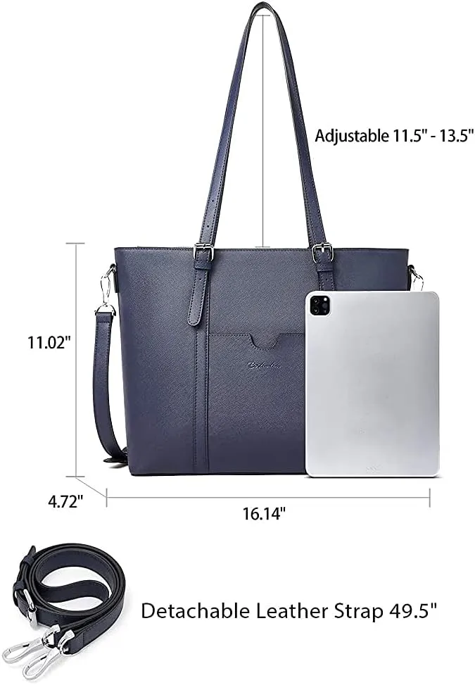 BOSTANTEN Womens Leather Laptop Tote Office Shoulder Handbag Vintage Briefcase 15.6 inch Computer Work Purse