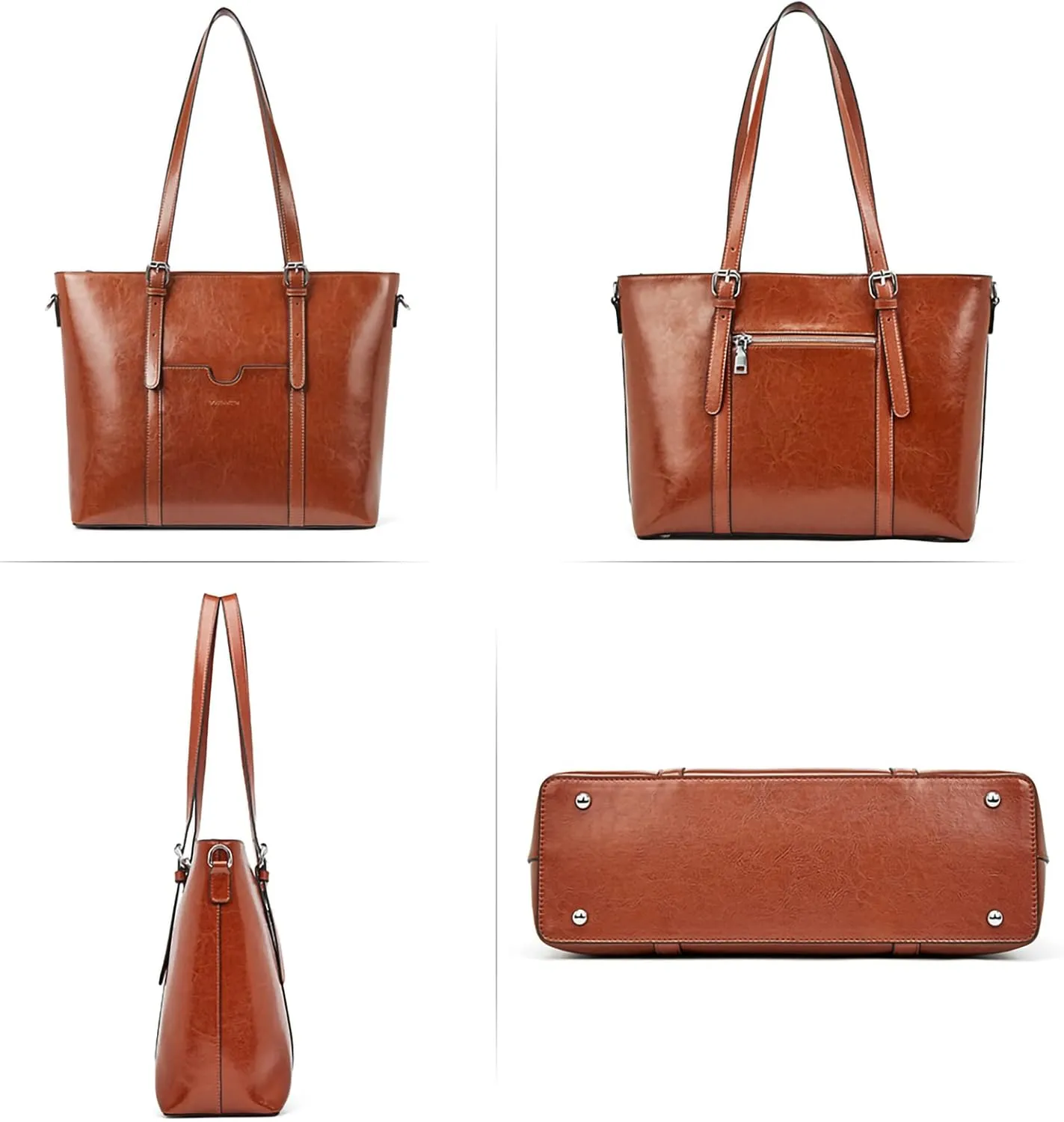 BOSTANTEN Womens Leather Laptop Tote Office Shoulder Handbag Vintage Briefcase 15.6 inch Computer Work Purse