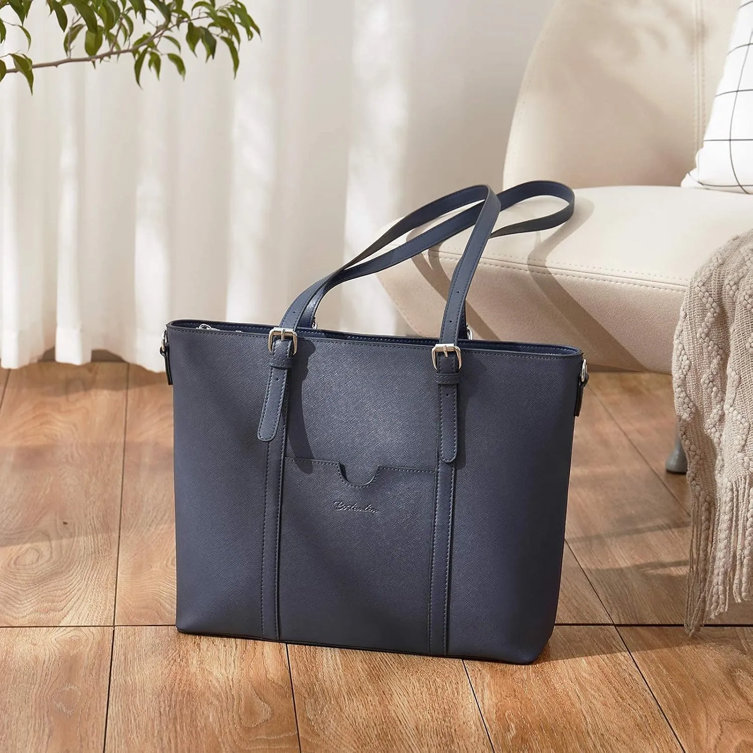 BOSTANTEN Womens Leather Laptop Tote Office Shoulder Handbag Vintage Briefcase 15.6 inch Computer Work Purse