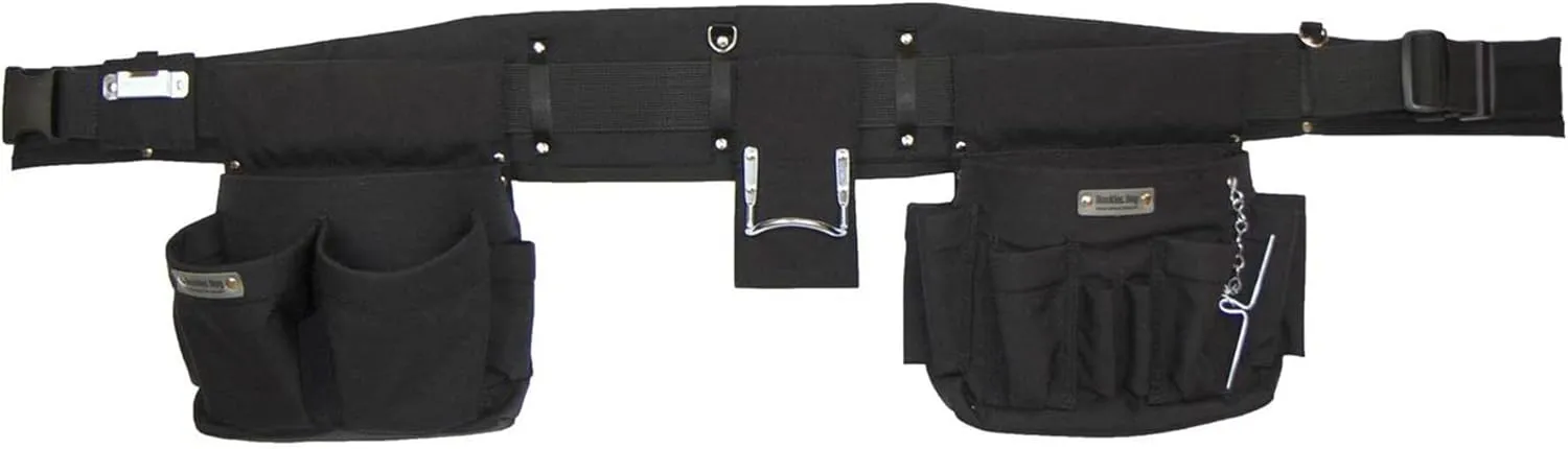 BOULDER BAG Professional Electrician's MAX Combo with Comfort Back Support Tool Belt, Quick Release Buckle, Heavy Duty Work Belt, Black, (Medium 28-32 Inch Waist), Made in USA
