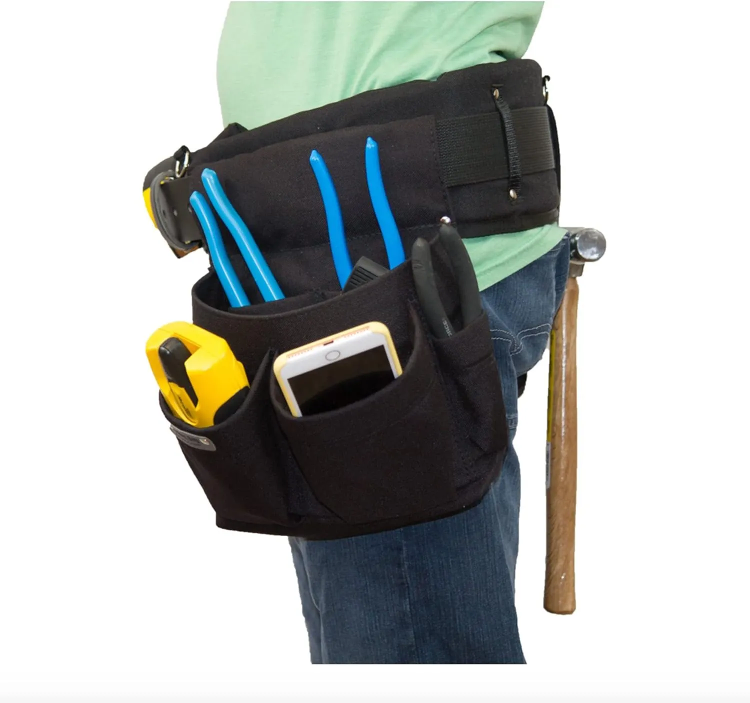 BOULDER BAG Professional Electrician's MAX Combo with Comfort Back Support Tool Belt, Quick Release Buckle, Heavy Duty Work Belt, Black, (Medium 28-32 Inch Waist), Made in USA