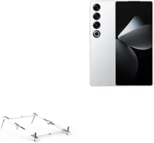 BoxWave Stand and Mount Compatible with Meizu 21 Pro - Pocket Aluminum Stand 3-in-1, Portable Multi Angle Viewing Riser - Metallic Silver