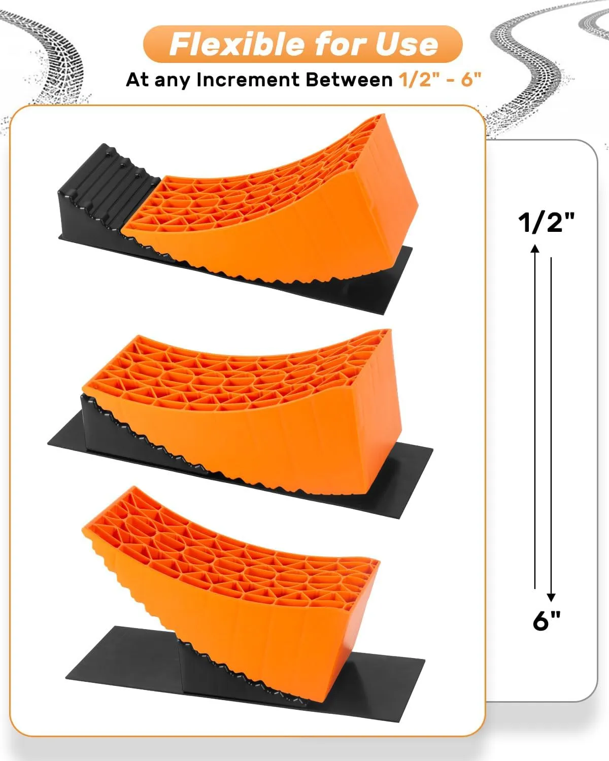 BOYISEN Camper Levelers - RV Leveling Blocks Ramp Kit, Lift Up to 6in for RV Camper Travel Trailer, RV Levelers with Chock, Anti-Slip Mat and Carrying Bag