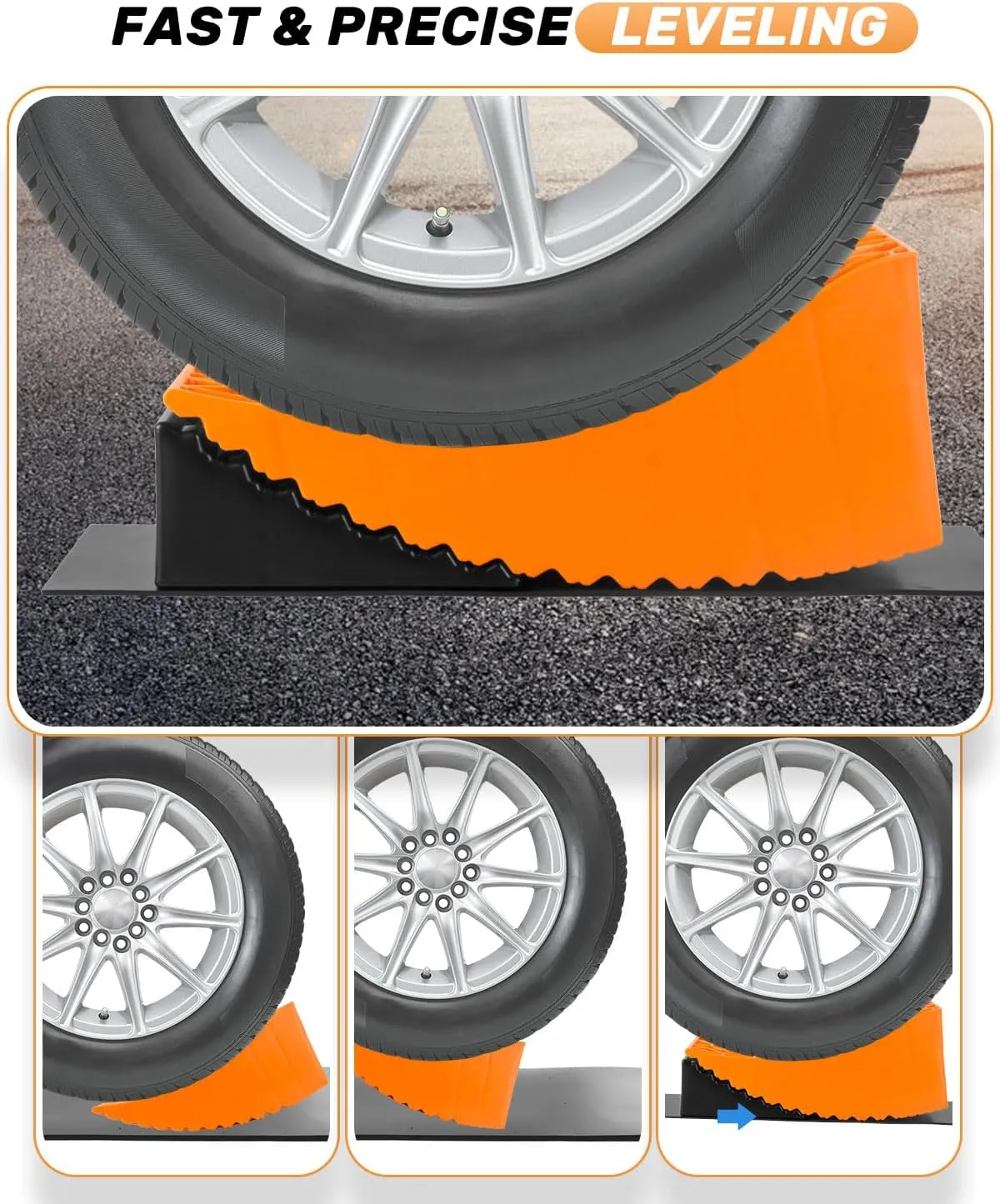 BOYISEN Camper Levelers - RV Leveling Blocks Ramp Kit, Lift Up to 6in for RV Camper Travel Trailer, RV Levelers with Chock, Anti-Slip Mat and Carrying Bag