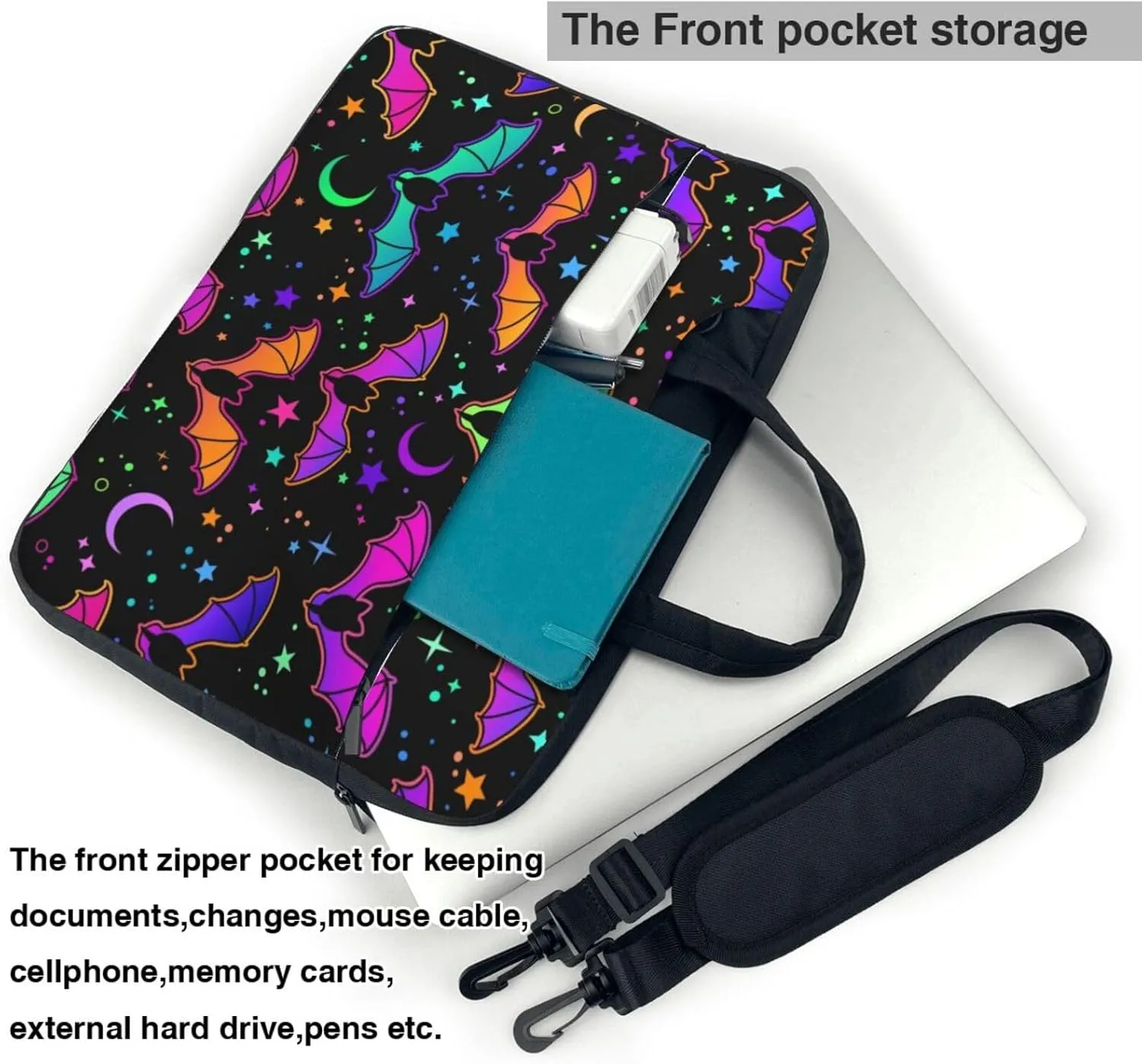 Bright Skulls Laptop Bag Classic Slim Briefcase Messenger Bag, Spacious, Ergonomic