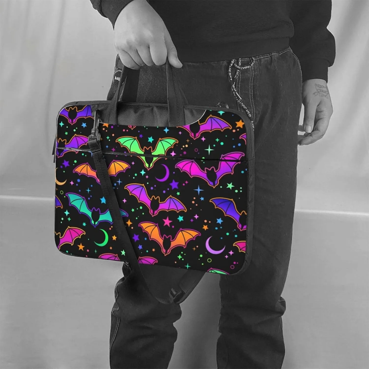 Bright Skulls Laptop Bag Classic Slim Briefcase Messenger Bag, Spacious, Ergonomic
