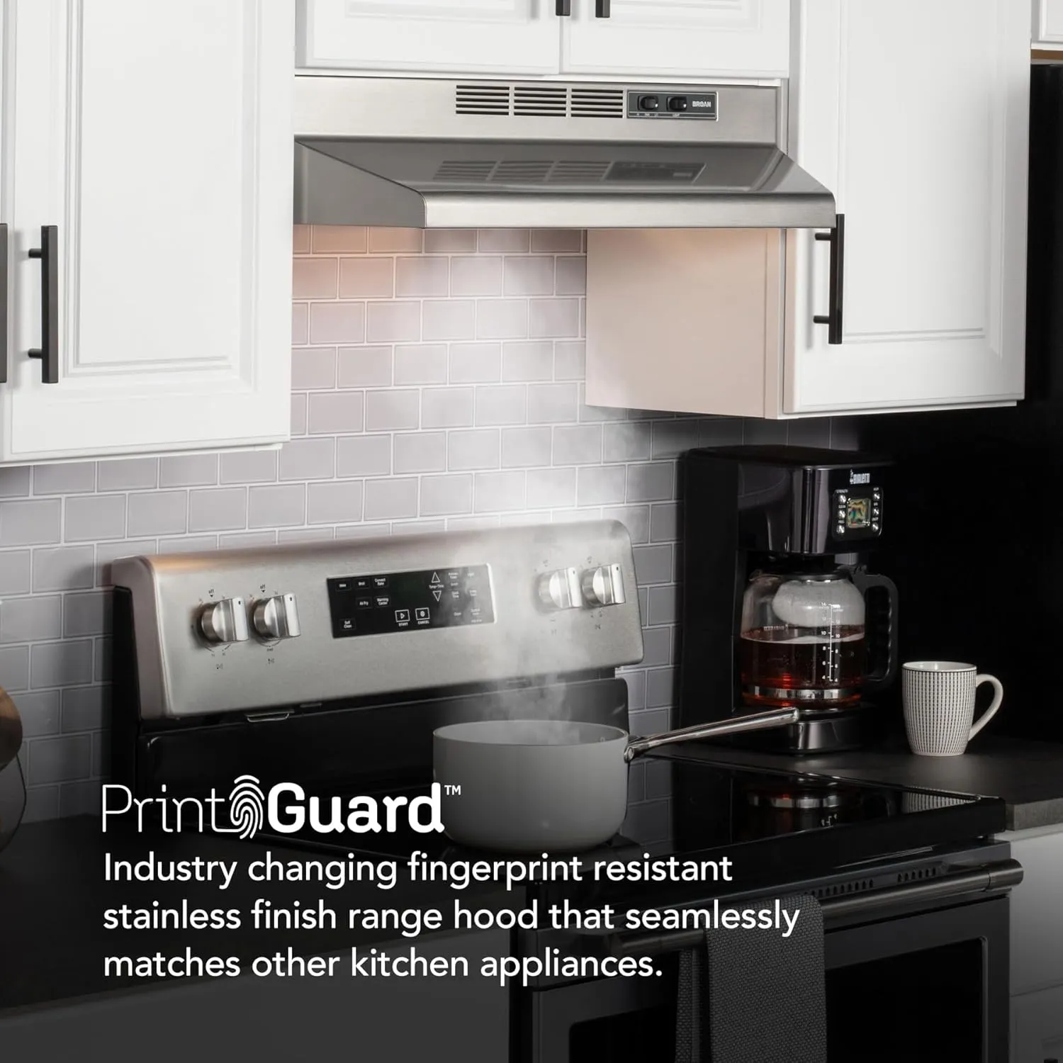 Broan-NuTone 4130SF Fingerprint Resistant Ductless Under-Cabinet Range Hood, 30-Inch, Stainless Finish with Print Guard