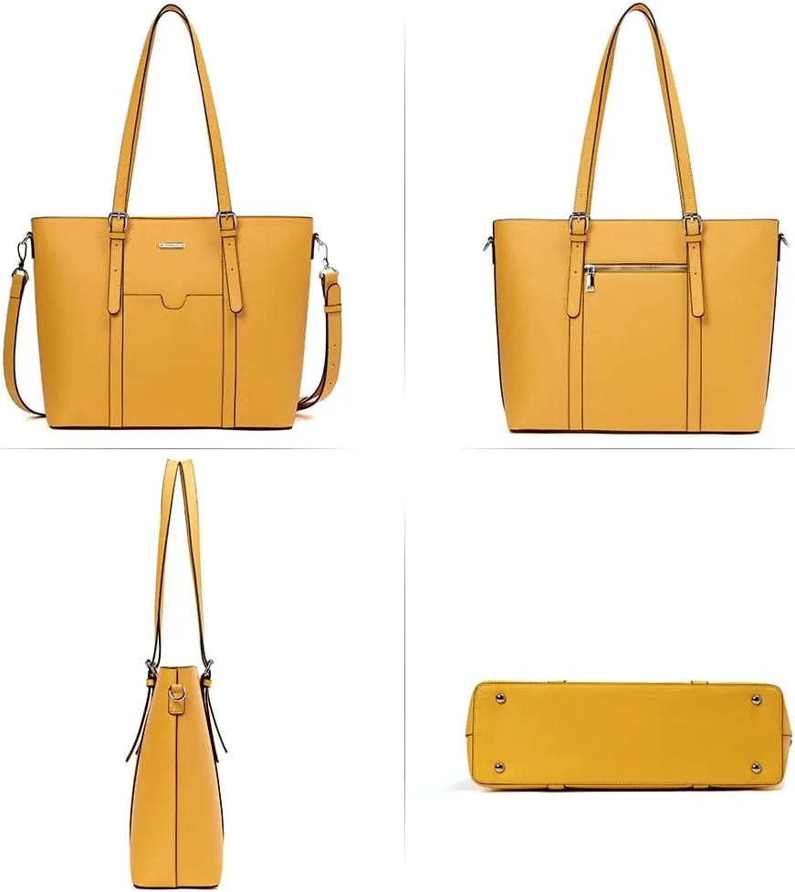 BROMEN Women Briefcase 15.6 inch Laptop Tote Bag Vintage Leather Handbags Shoulder Work Purses