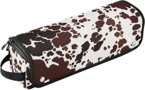 Brown Cow Animal Print Hair Tools Travel Bag with Heat Resistant Mat Curling Iron Flat Iron Carrying Case for Women