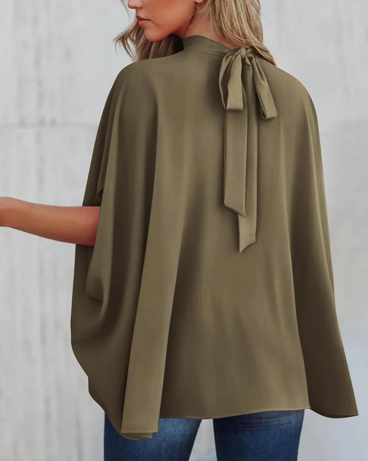 BTFBM Women Mock Neck Summer Tops 2025 Spring Batwing Short Sleeve Loose High Low Hem Casual Oversized Blouses Shirts