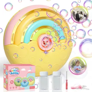 Bubble Machine Portable Automatic Bubble Blower for Kids with Bubbles 2000 Per Minute with Bubble Water X2, Bubble Toys for Kids, Toddlers, Outdoors Activity, Party, Birthday Gift (Yellow)