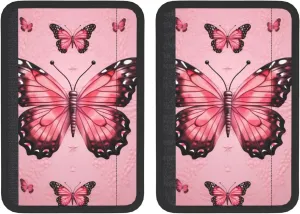 Butterfly Pink Car Seat Belt Pad 2 Pack Universal Fit Seatbelt Cover Soft and Comfortable Backpack Shoulder Pad Adjustable Neck Cushion Protector Harness Pad for Car Bag