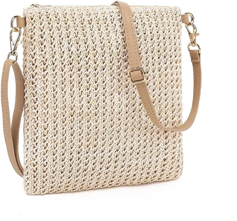 Bycobecy Straw Beach Bag for Women, Cute Summer Purse, Small Straw Clutch Crossbody Bag for Vacation