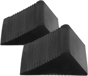 Cabilock 2Pcs Heavy Duty Solid Rubber Wheel Chocks Portable Slip Tire Stop Blocks for Travel Trailers and Cars Garage Tire Stops and Wheel Wedges