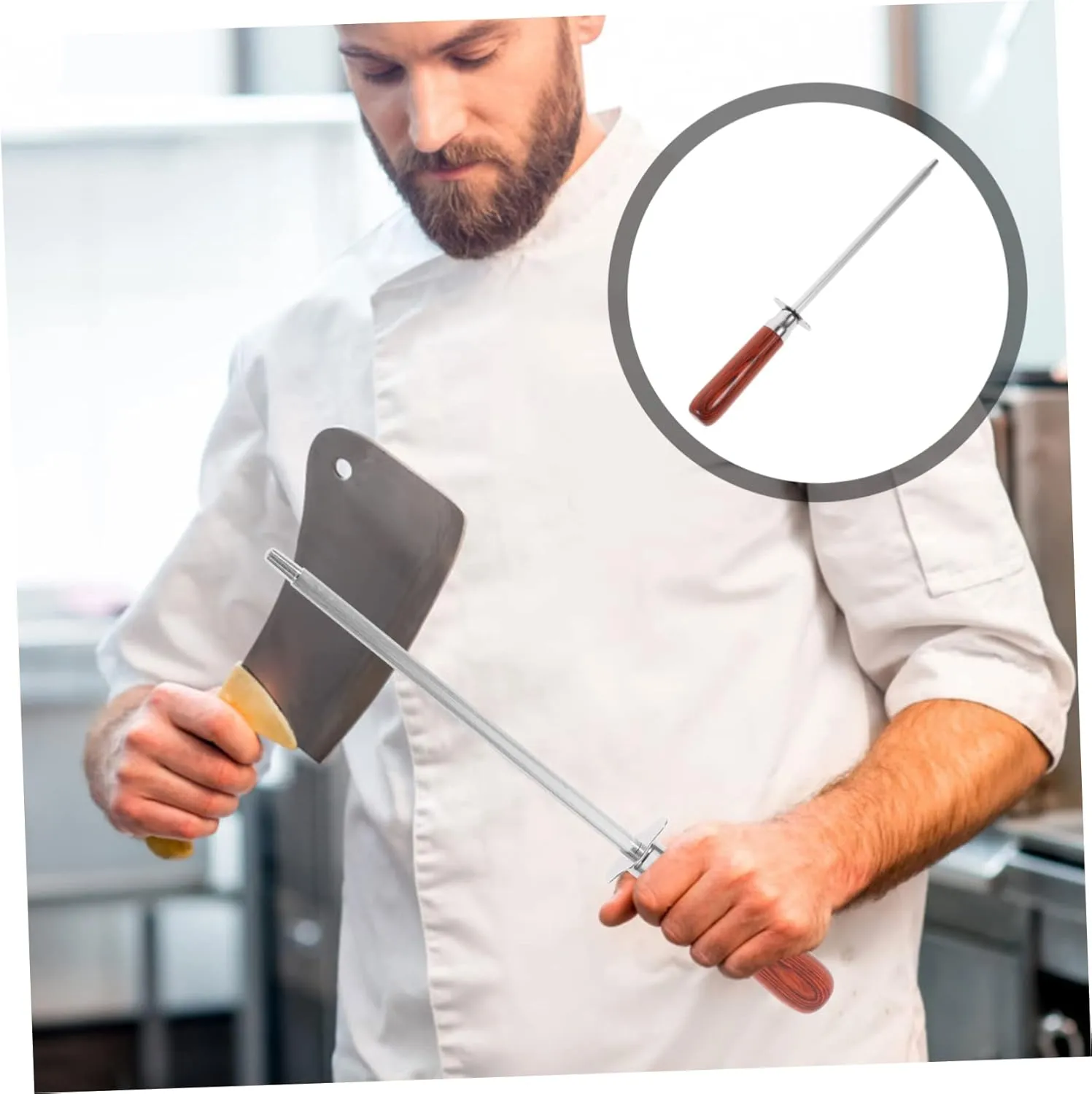 Cabilock Stainless Steel Sharpening Rod Practical Cutter Honing Tool for Kitchen Outdoor Use Versatile Kitchen Gadget for Scissors Cutting Tools Efficient Design with Larger Surface