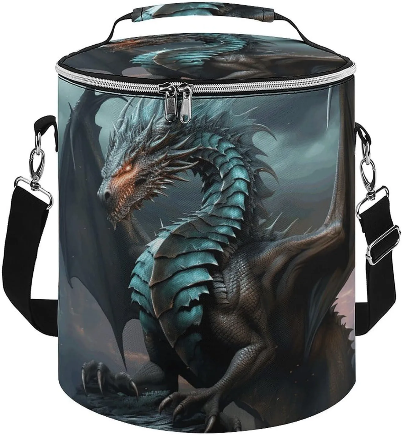 Camping Cooler Bag, Cool Dragon Print Portable Ice Pack Outdoor Cooler Bag Picnic Cooler Bag Foldable Cooler Bag