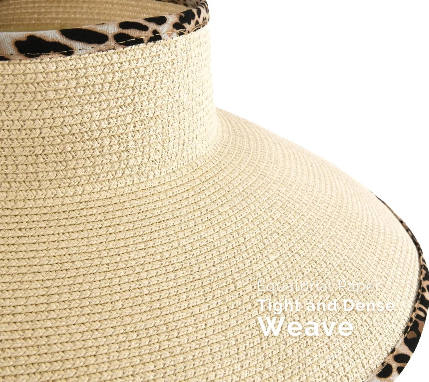 Camptrace Sun Visors for Women Wide Brim Beach Hat Foldable Straw Visor Hat Ponytail Summer Packable UPF 80 