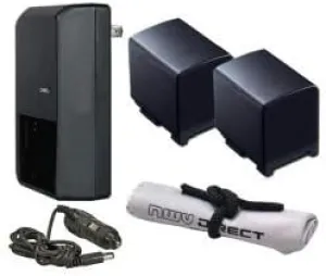 Canon VIXIA HF M31 High Capacity 'Intelligent' Batteries (2 Units)   AC/DC Travel Charger   Nwv Direct Microfiber Cleaning Cloth.