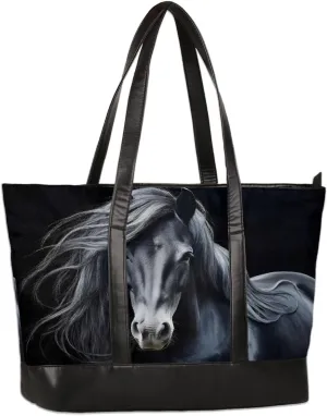 Canvas Laptop Tote Bag for Women Animal Swan Love Heart 15.6 Inch Large Capacity Computer Bag