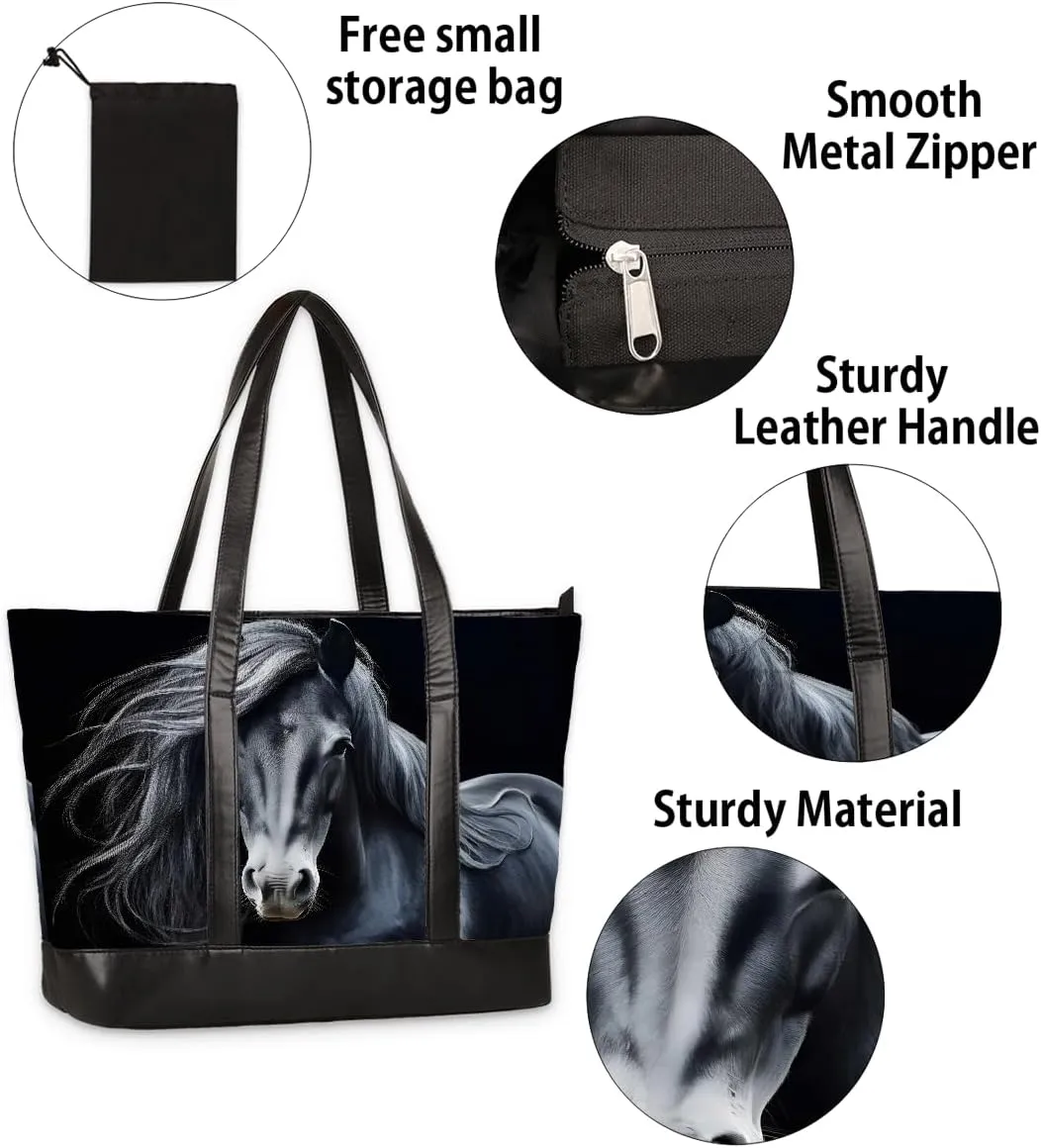 Canvas Laptop Tote Bag for Women Animal Swan Love Heart 15.6 Inch Large Capacity Computer Bag