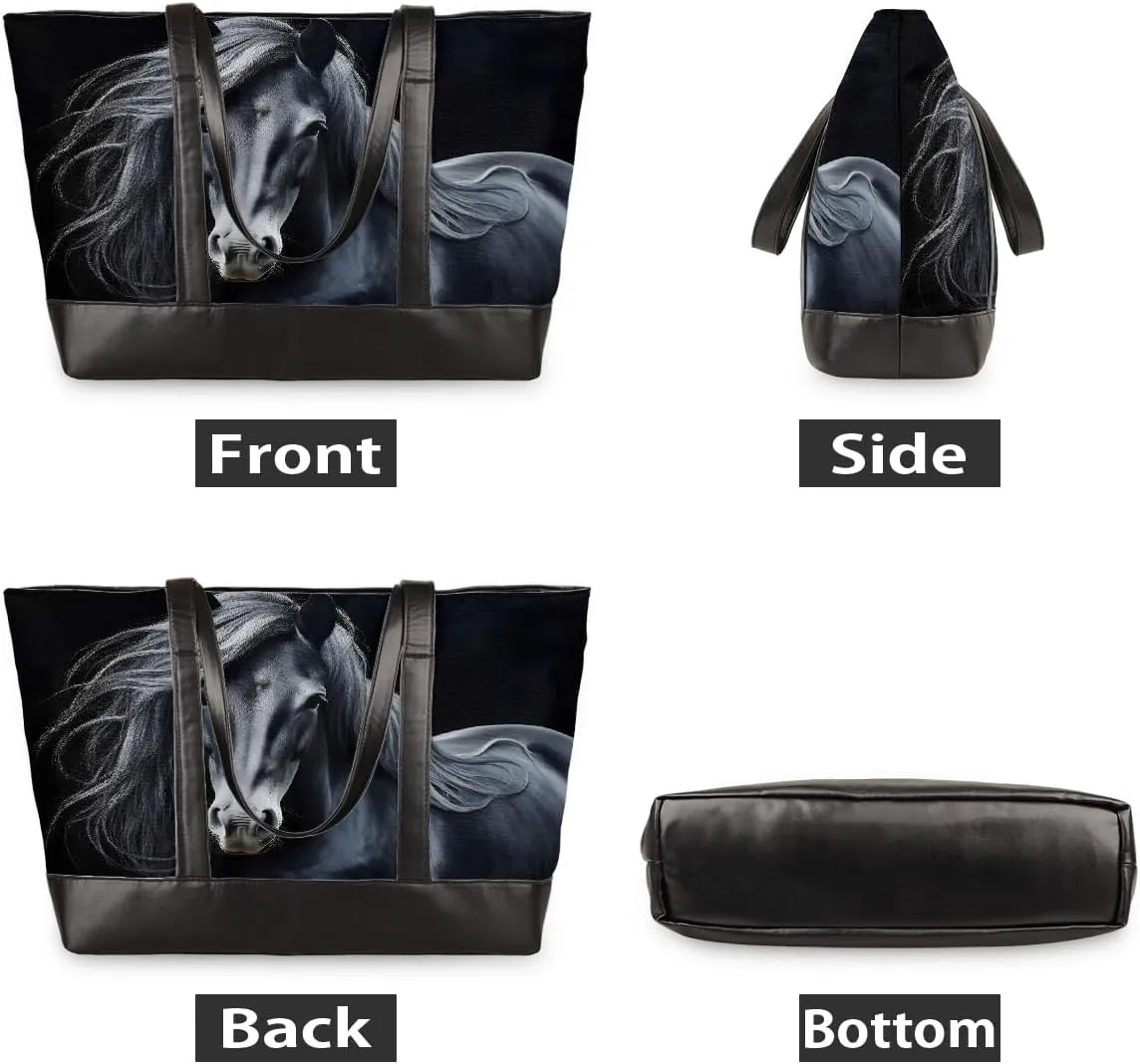 Canvas Laptop Tote Bag for Women Animal Swan Love Heart 15.6 Inch Large Capacity Computer Bag