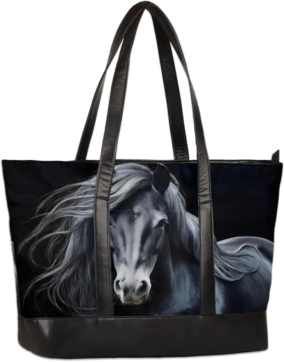 Canvas Laptop Tote Bag for Women Animal Swan Love Heart 15.6 Inch Large Capacity Computer Bag