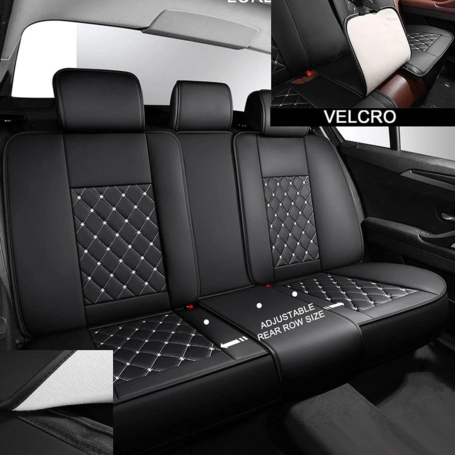 Car Seat Cover Full Set Leather Waterproof, for Ligier JS50 2000-2024, Universal Breathable 5-Seat Car Seat Covers All Weather to Fit Most Cars(White)