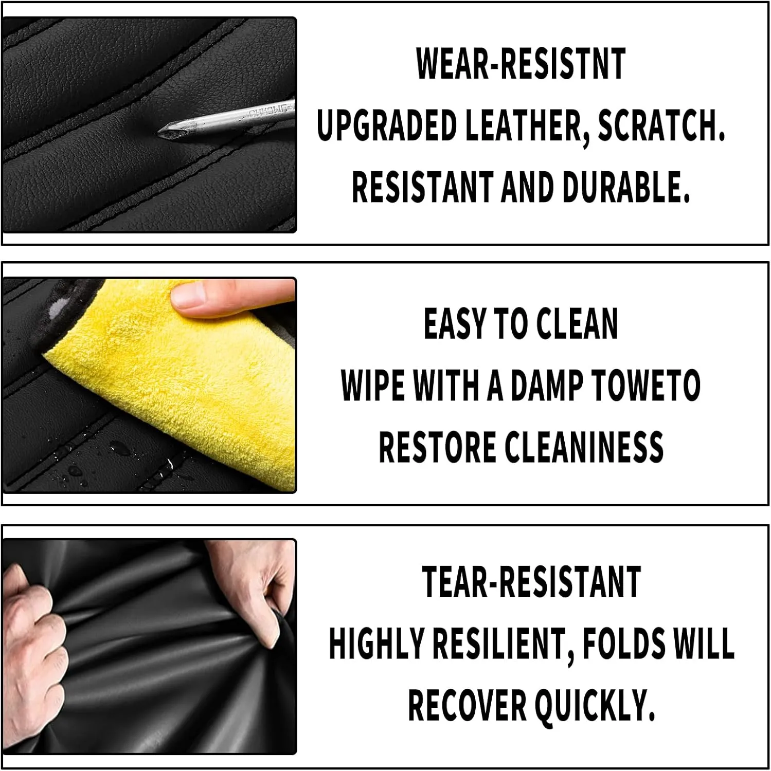 Car Seat Covers Compatible with Chevy Equinox 2005-2025. Waterproof & Breathable Leather. Compatible with Airbag & Easy to Install. All - Weather Seat Cushion Protector(Full Set, Black)