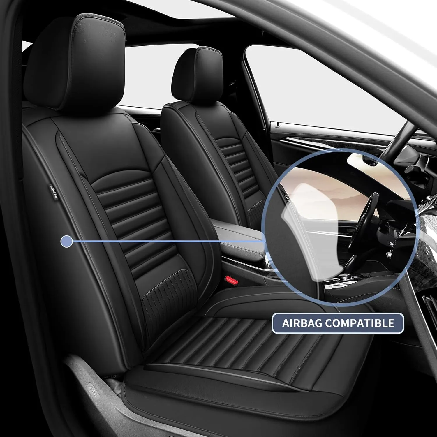 Car Seat Covers Compatible with Chevy Equinox 2005-2025. Waterproof & Breathable Leather. Compatible with Airbag & Easy to Install. All - Weather Seat Cushion Protector(Full Set, Black)