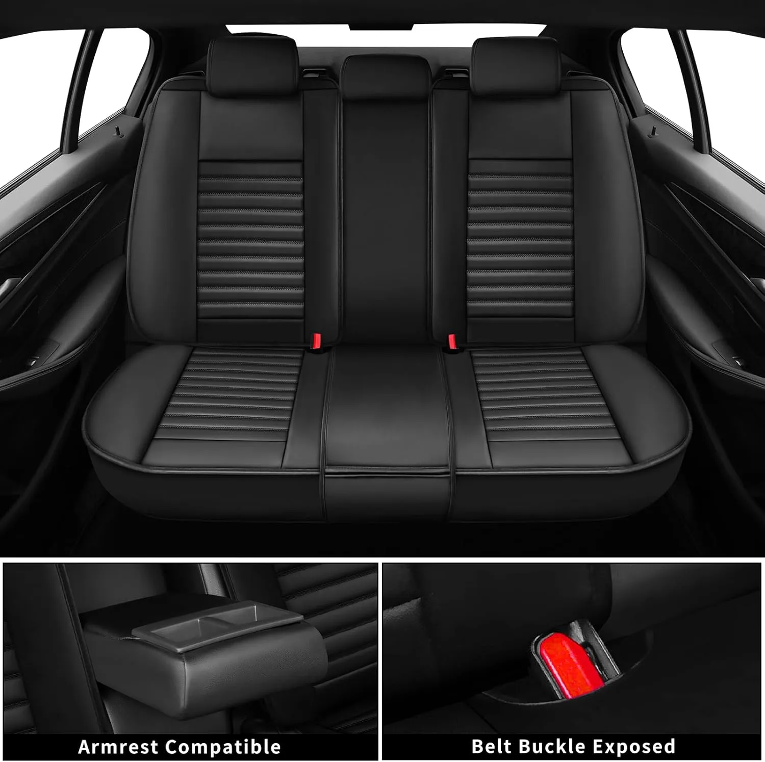 Car Seat Covers Compatible with Chevy Equinox 2005-2025. Waterproof & Breathable Leather. Compatible with Airbag & Easy to Install. All - Weather Seat Cushion Protector(Full Set, Black)