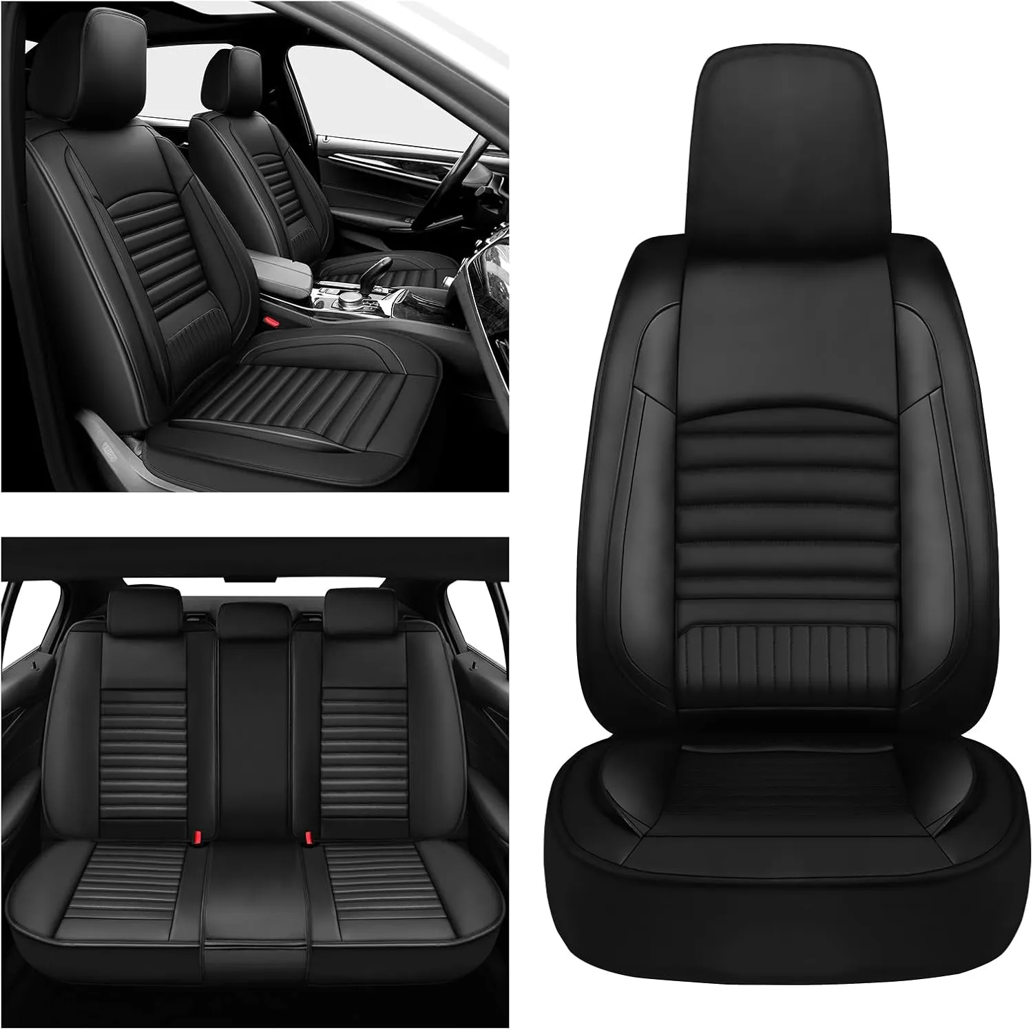 Car Seat Covers Compatible with Chevy Equinox 2005-2025. Waterproof & Breathable Leather. Compatible with Airbag & Easy to Install. All - Weather Seat Cushion Protector(Full Set, Black)