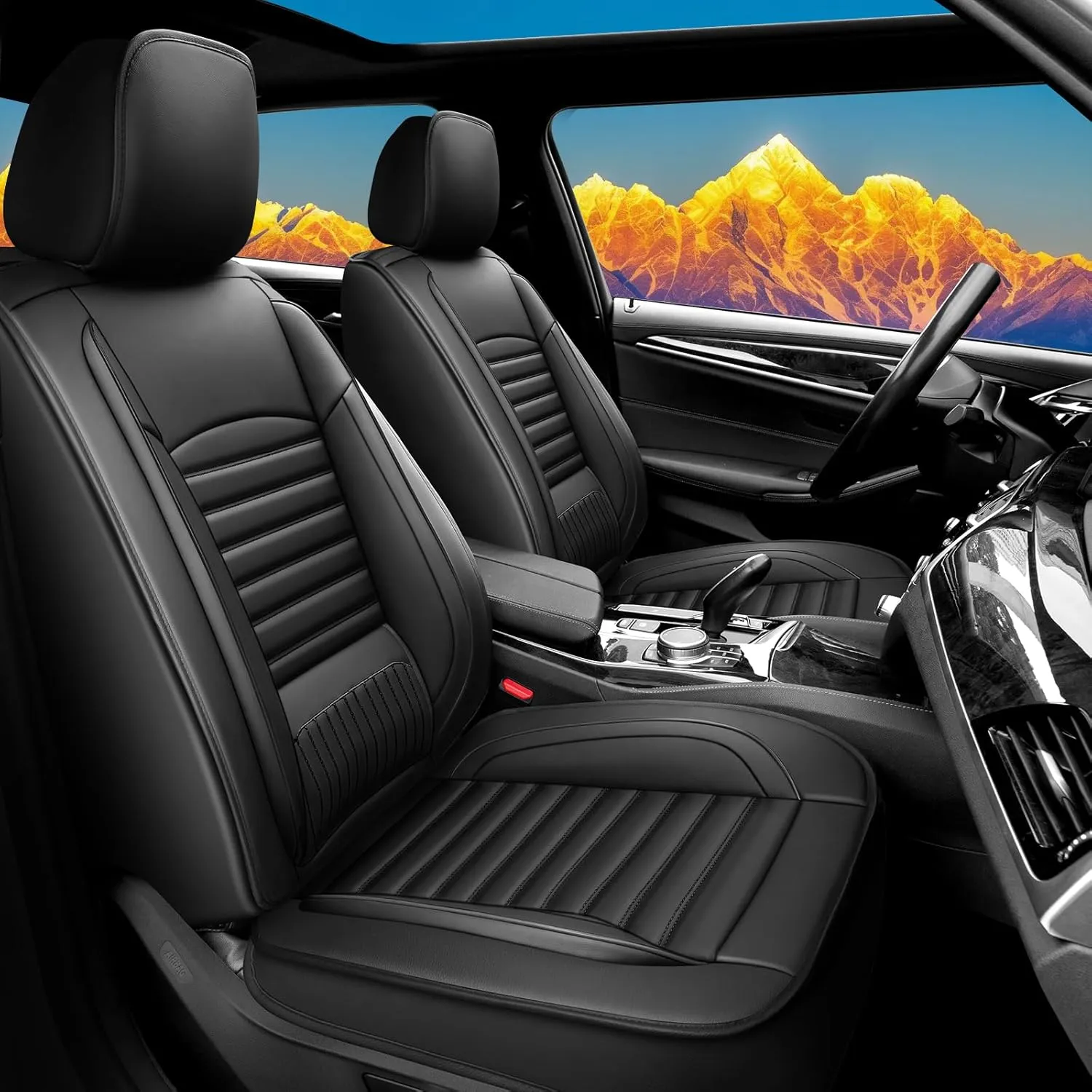 Car Seat Covers Compatible with Chevy Equinox 2005-2025. Waterproof & Breathable Leather. Compatible with Airbag & Easy to Install. All - Weather Seat Cushion Protector(Full Set, Black)