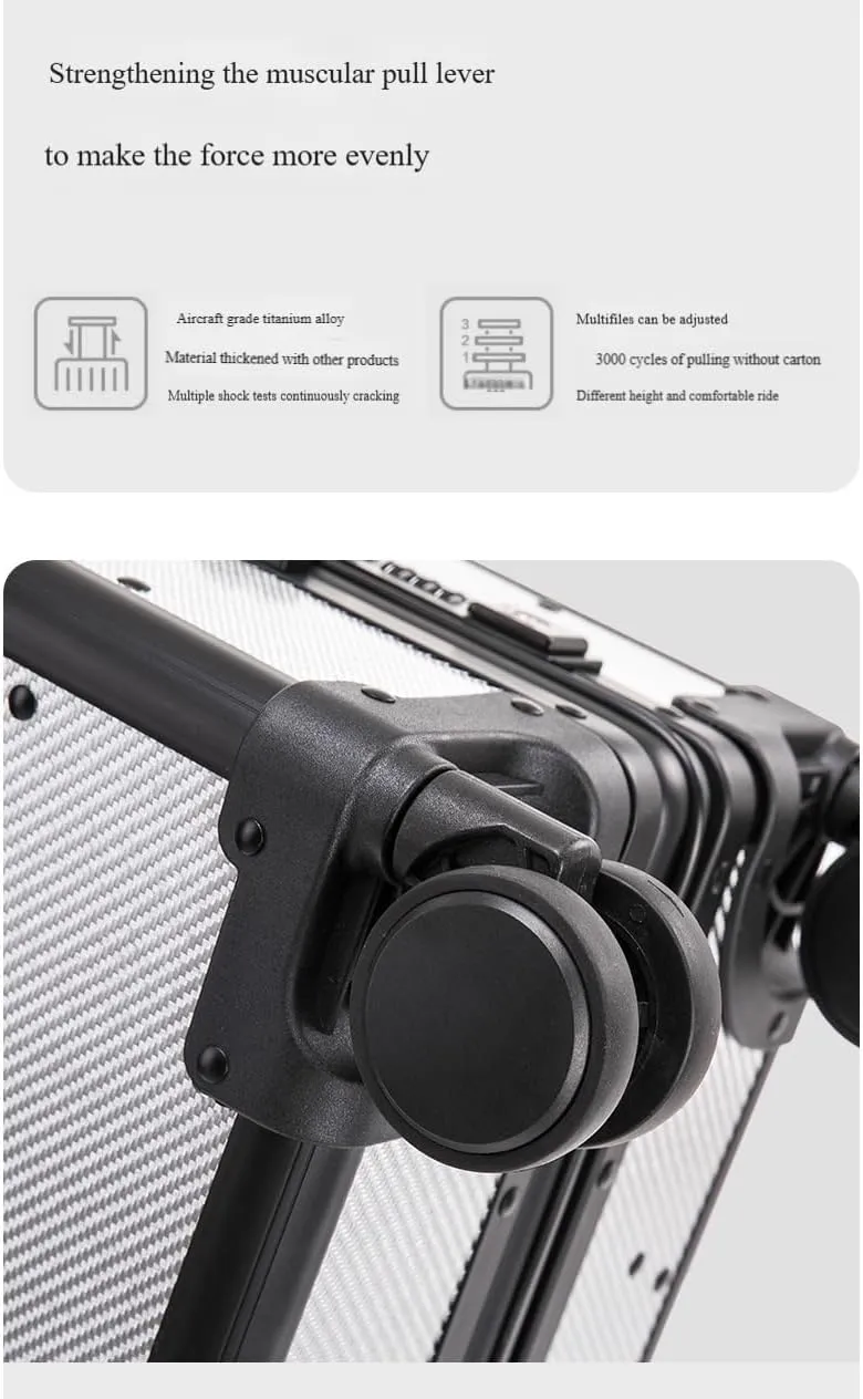 Carbon Fiber Carry On Luggage TSA Lock Spinner Suitcase Zipperless Design, Silent 360° Wheels, Aluminum Frame, Business Travel Bag (Black, 24inch)