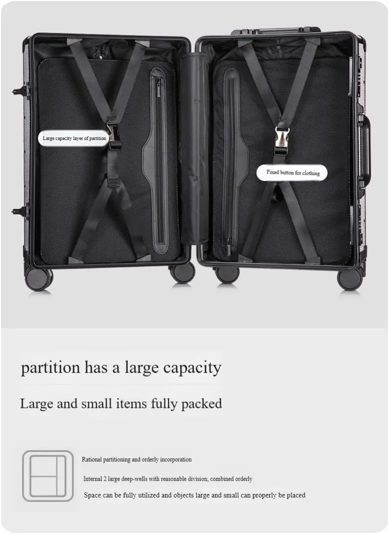 Carbon Fiber Carry On Luggage TSA Lock Spinner Suitcase Zipperless Design, Silent 360° Wheels, Aluminum Frame, Business Travel Bag (Brown, 24inch)