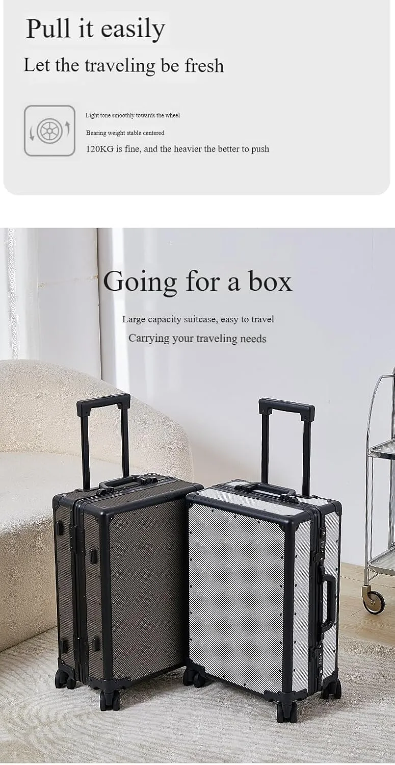 Carbon Fiber Carry On Luggage TSA Lock Spinner Suitcase Zipperless Design, Silent 360° Wheels, Aluminum Frame, Business Travel Bag (Brown, 24inch)