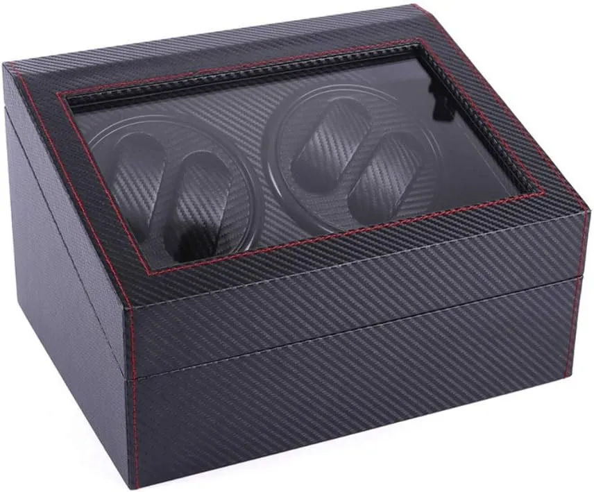 Carbon Fiber PU Leather 4 6 Automatic Winding Motor Box Mechanical Watch Turntable Watch Shaker
