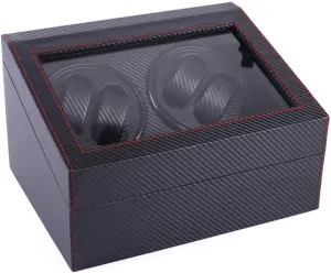Carbon Fiber PU Leather 4 6 Automatic Winding Motor Box Mechanical Watch Turntable Watch Shaker