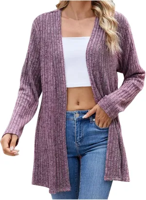 Cardigan Sweaters for Women Long Sleeve Casual Knit Open Front Cardigans Lightweight Fall Fashion Going Out Coats