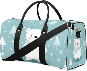 Cartoon Bear Travel Duffel Bag for Women Men Waterproof Foldable Overnight Weekender Bag Large Capacity Sports Gym Bag