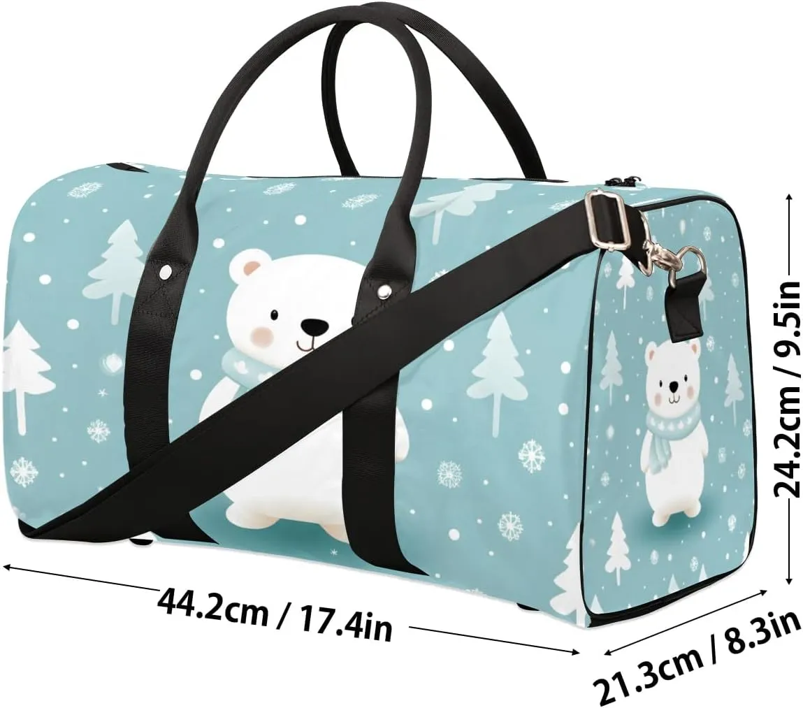 Cartoon Bear Travel Duffel Bag for Women Men Waterproof Foldable Overnight Weekender Bag Large Capacity Sports Gym Bag